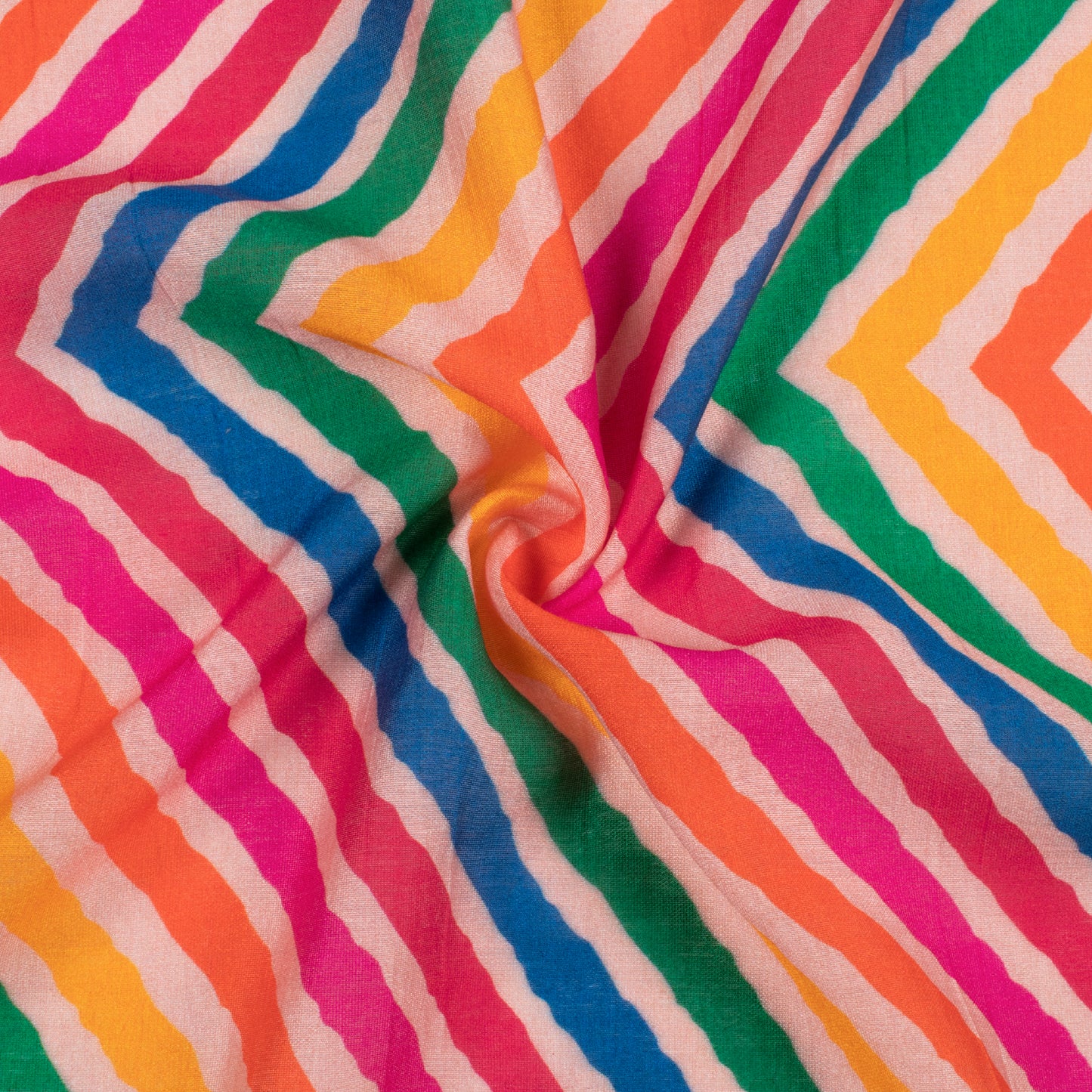 Multi-Color Chevron Pattern Digital Print Viscose Chanderi Fabric