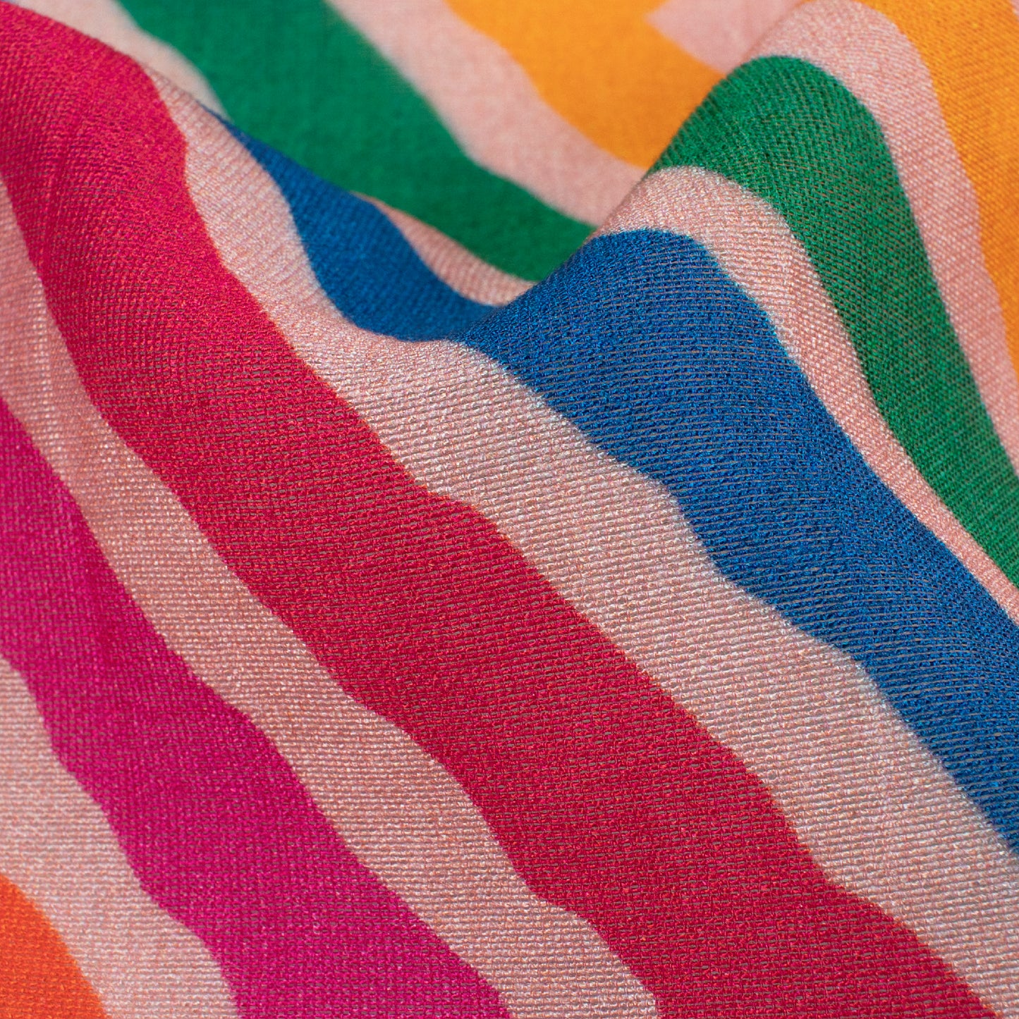 Multi-Color Chevron Pattern Digital Print Viscose Chanderi Fabric