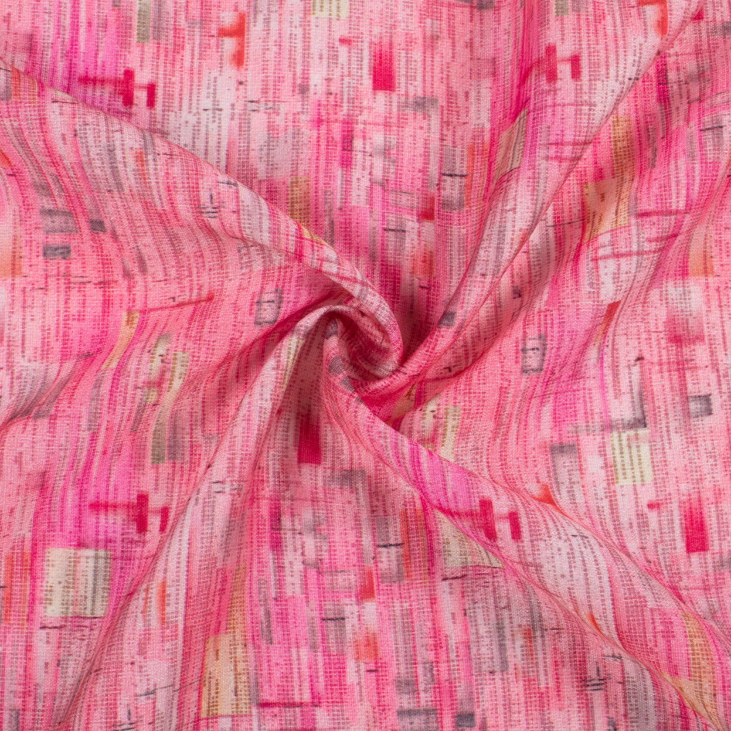 Taffy Pink And Grey Abstract Pattern Digital Print Viscose Chanderi Fabric