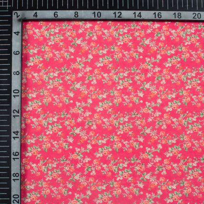 Persian Red And Peach Floral Pattern Digital Print Viscose Chanderi Fabric