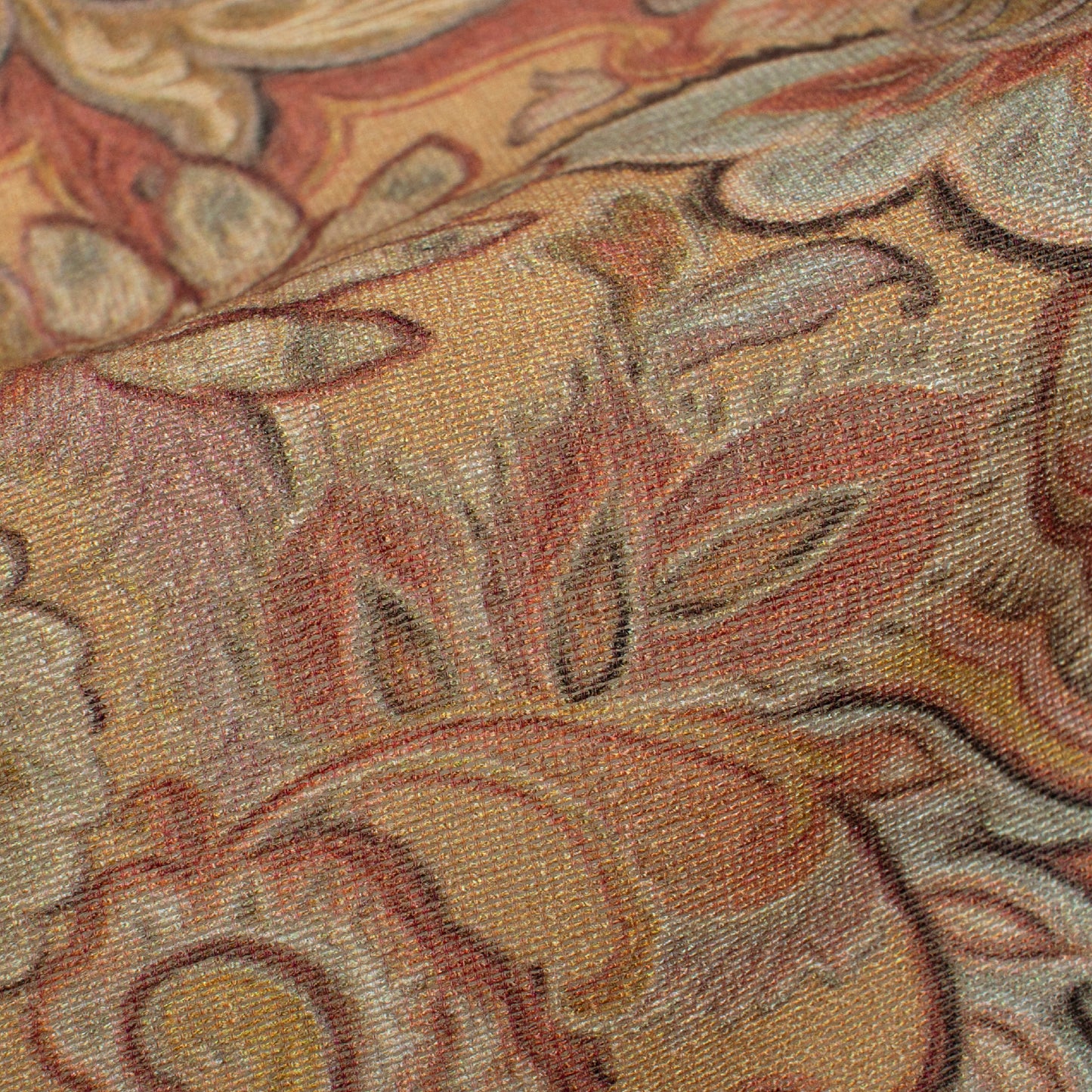 Beige And Brown Ethnic Pattern Digital Print Viscose Chanderi Fabric
