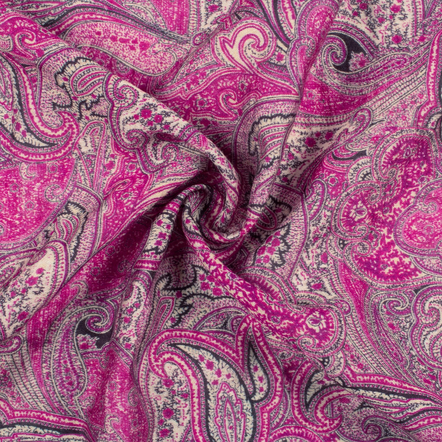Sangria Purple And Oyster Grey Ethnic Pattern Digital Print Viscose Chanderi Fabric