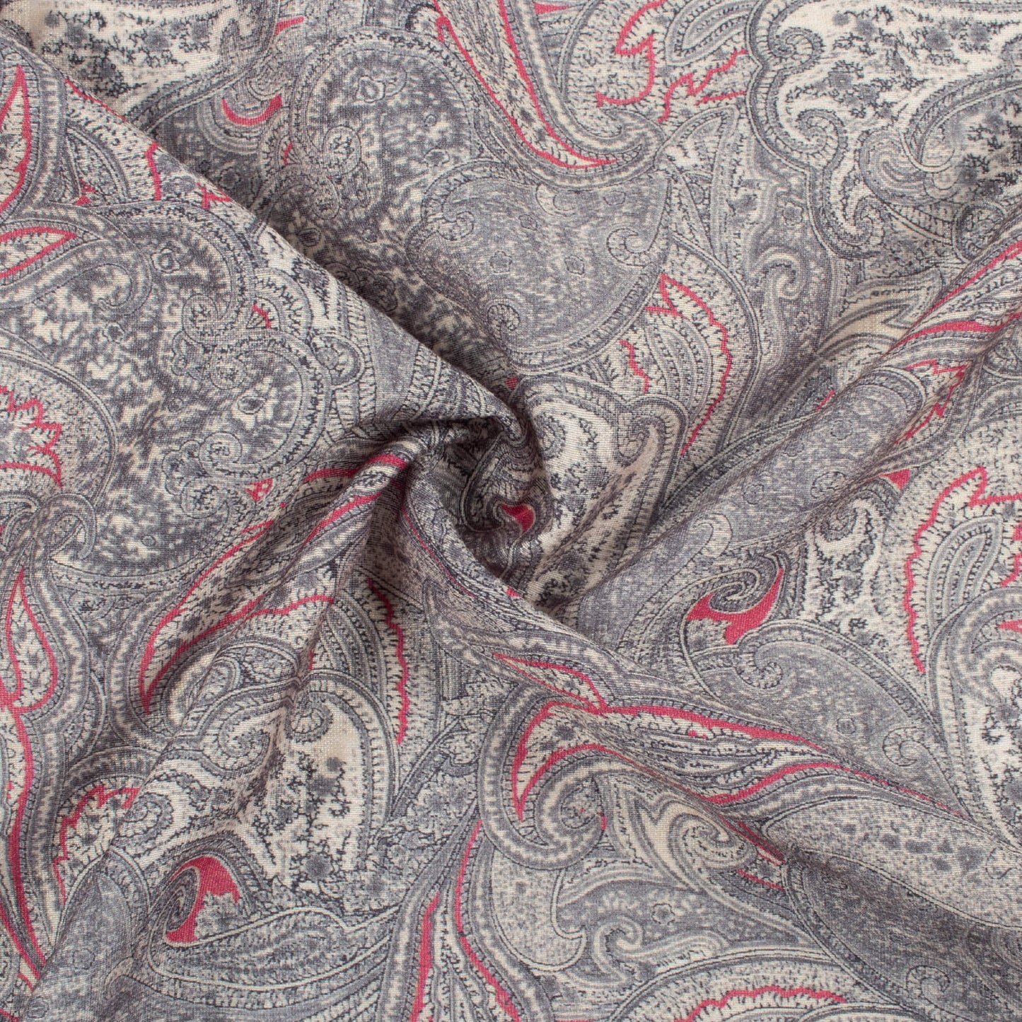 Slate Grey And Umber Brown Ethnic Pattern Digital Print Viscose Chanderi Fabric