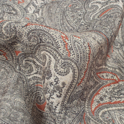 Seal Grey And Dark Brown Ethnic Pattern Digital Print Viscose Chanderi Fabric