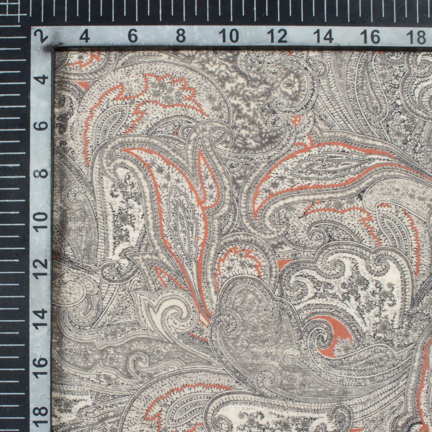 Seal Grey And Dark Brown Ethnic Pattern Digital Print Viscose Chanderi Fabric