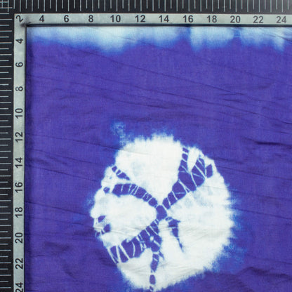 Navy Blue And White Shiiborii Pattern Digital Print Viscose Chanderi Fabric