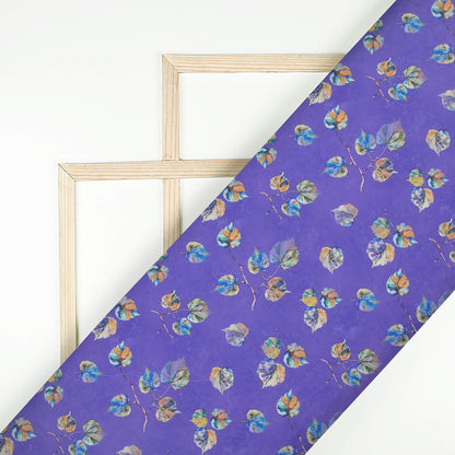Very Peri And Mustard Yellow Floral Pattern Digital Print Georgette Fabric