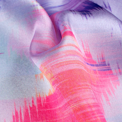 Very Peri And Pink Chevron Pattern Digital Print Japan Satin Fabric