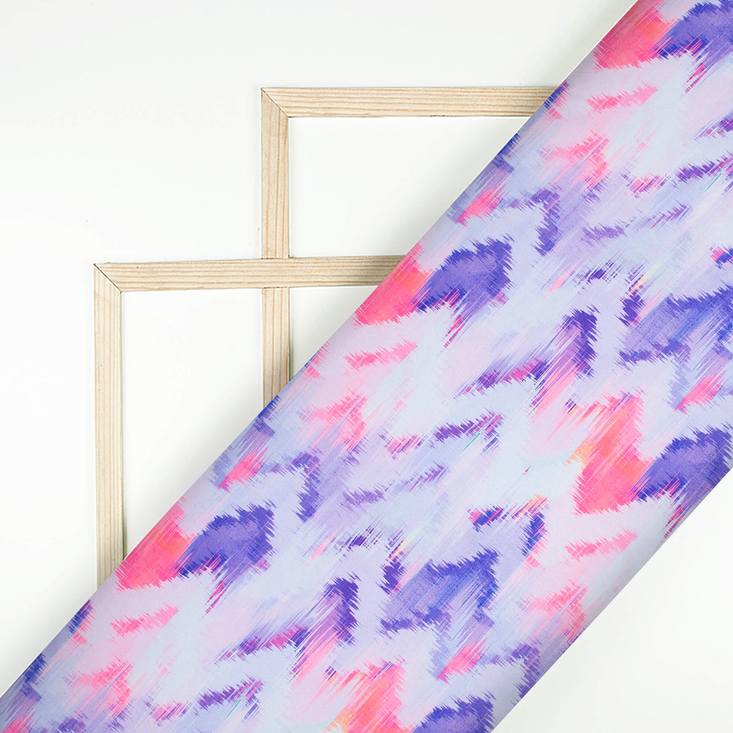Very Peri And Pink Chevron Pattern Digital Print Japan Satin Fabric