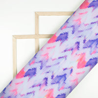 Very Peri And Pink Chevron Pattern Digital Print Japan Satin Fabric