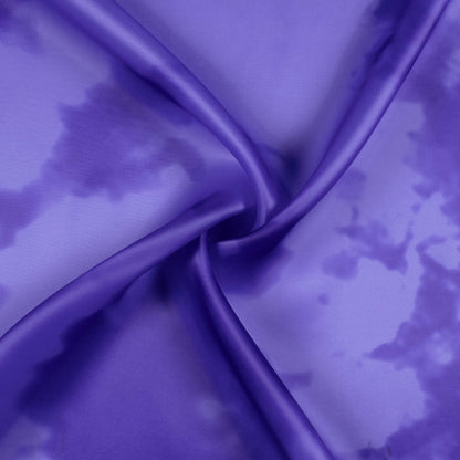 Very Peri Tye And Dye Pattern Digital Print Organza Satin Fabric