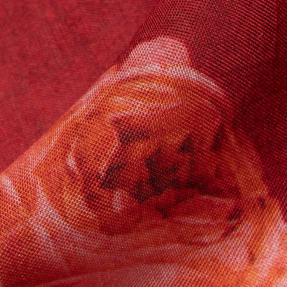 Sangria Red And Peach Floral Pattern Digital Print Viscose Muslin Fabric