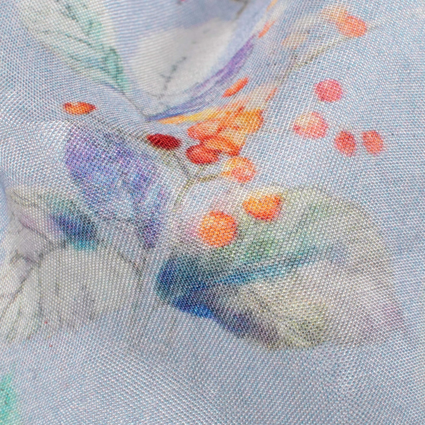 Wisteria Purple And Pine Green Leaf Pattern Digital Print Viscose Muslin Fabric