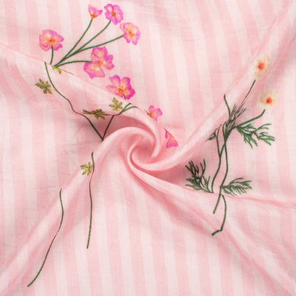 Baby Pink And Grape Purple Floral Pattern Digital Print Viscose Muslin Fabric
