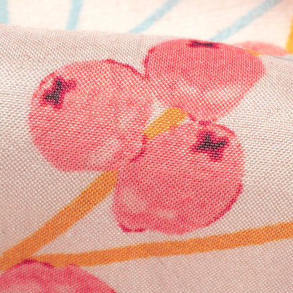 Ivory Cream And Salmon Pink Floral Pattern Digital Print Viscose Muslin Fabric