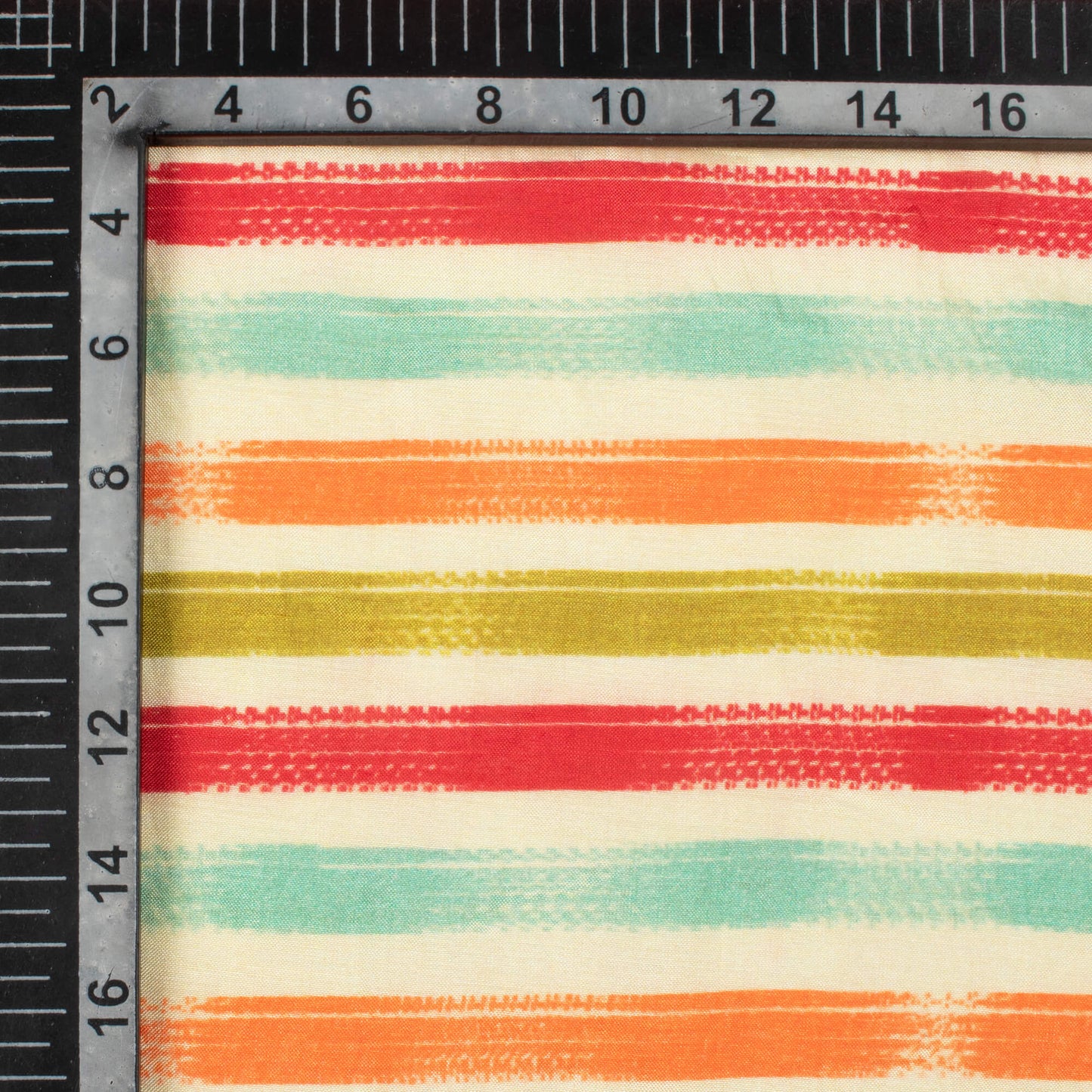 Olive Green And Maroon Stripes Pattern Digital Print Viscose Muslin Fabric