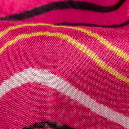 Magenta Pink And Black Leheriya Pattern Digital Print Viscose Muslin Fabric