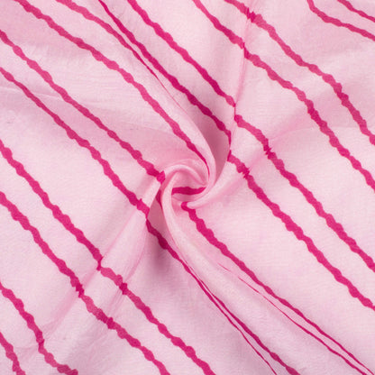 Pastel Pink And Magenta Purple Leheriya Pattern Digital Print Viscose Muslin Fabric