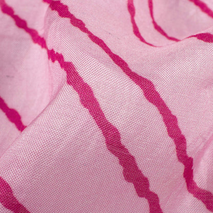 Pastel Pink And Magenta Purple Leheriya Pattern Digital Print Viscose Muslin Fabric