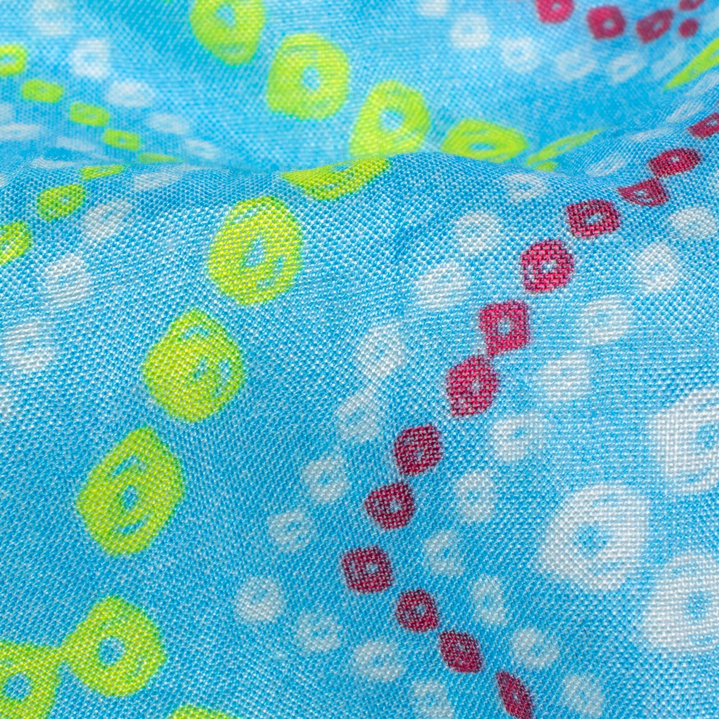 Arctic Blue And Lemon Yellow Bandhani Pattern Digital Print Viscose Muslin Fabric
