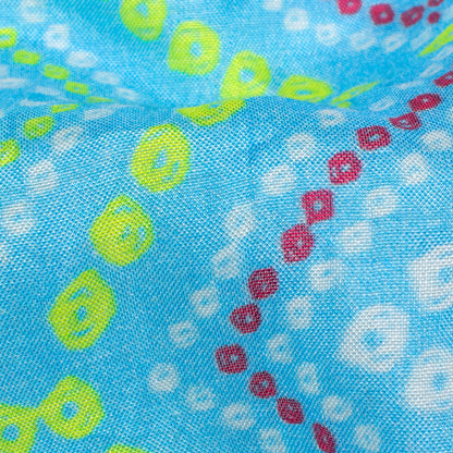 Arctic Blue And Lemon Yellow Bandhanii Pattern Digital Print Viscose Muslin Fabric