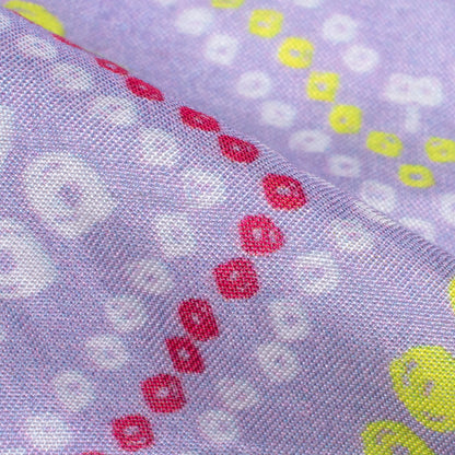 Heather Purple And Lemon Yellow Bandhanii Pattern Digital Print Viscose Muslin Fabric
