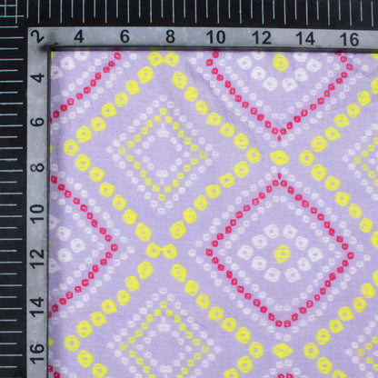 Heather Purple And Lemon Yellow Bandhanii Pattern Digital Print Viscose Muslin Fabric