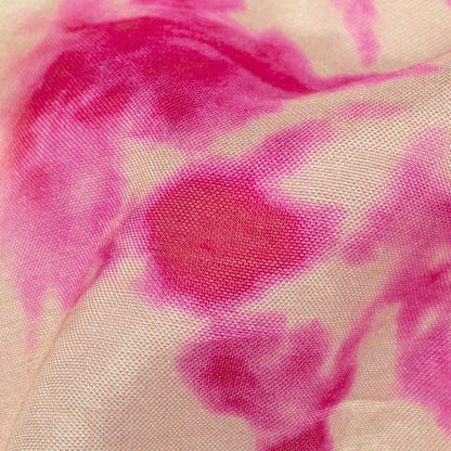 Cream And Dark Pink Tye And Dye Pattern Digital Print Viscose Muslin Fabric