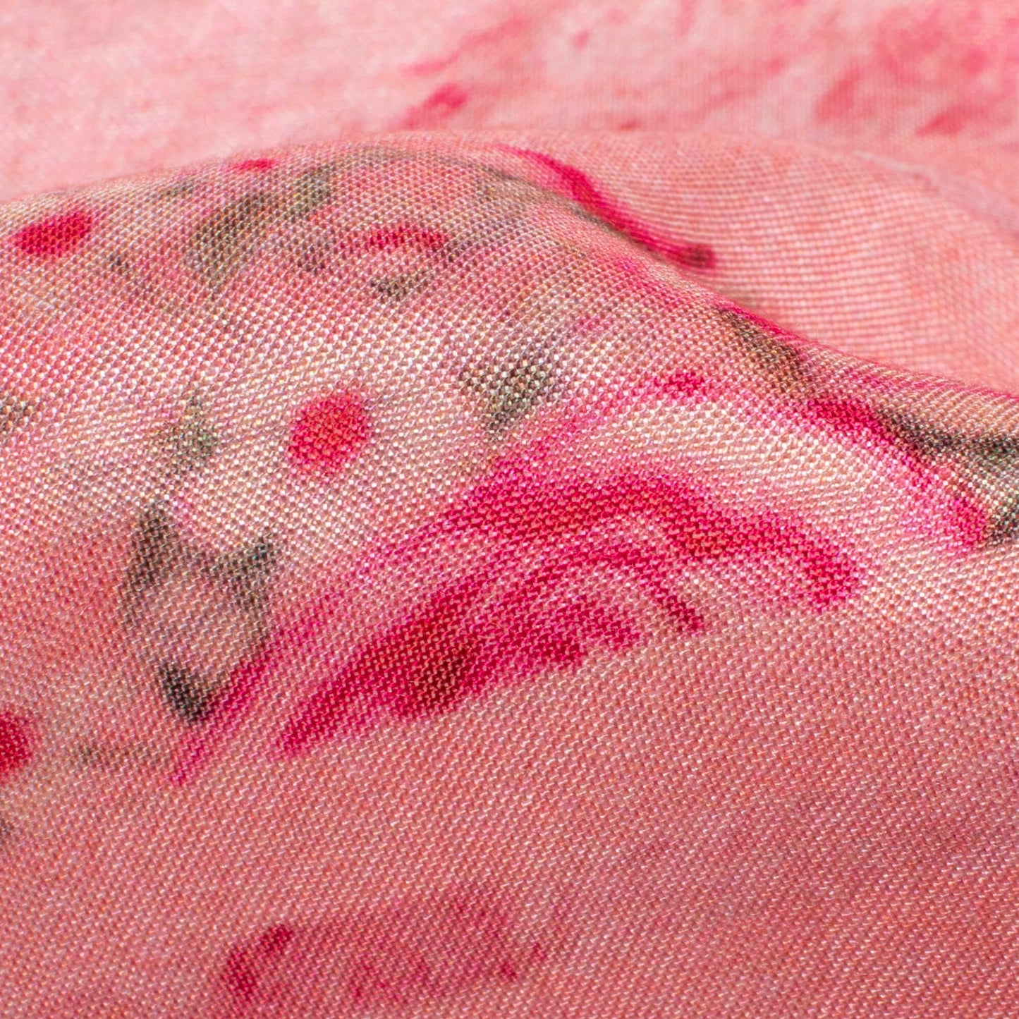 Dusty Pink And Rose Red Daman Pattern Digital Print Viscose Muslin Fabric
