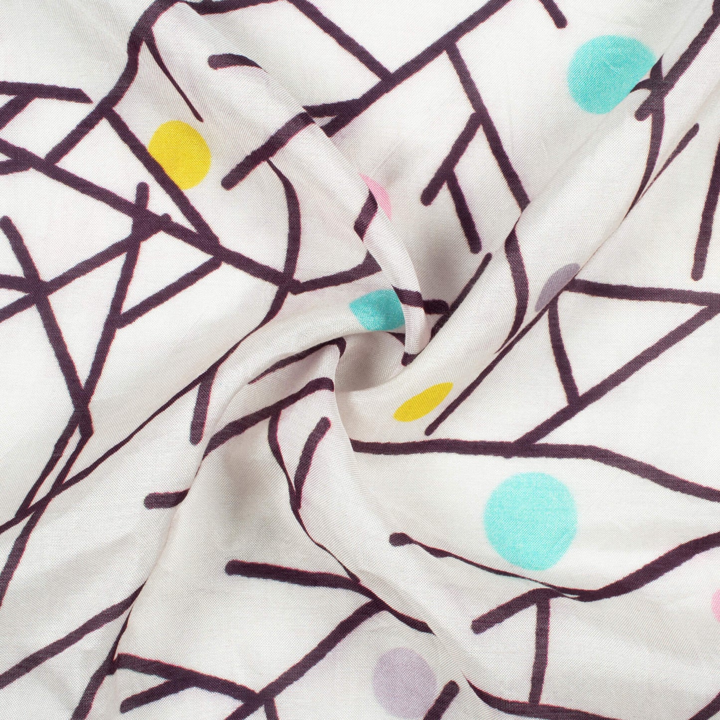 Daisy White And Black Daman Pattern Digital Print Viscose Muslin Fabric