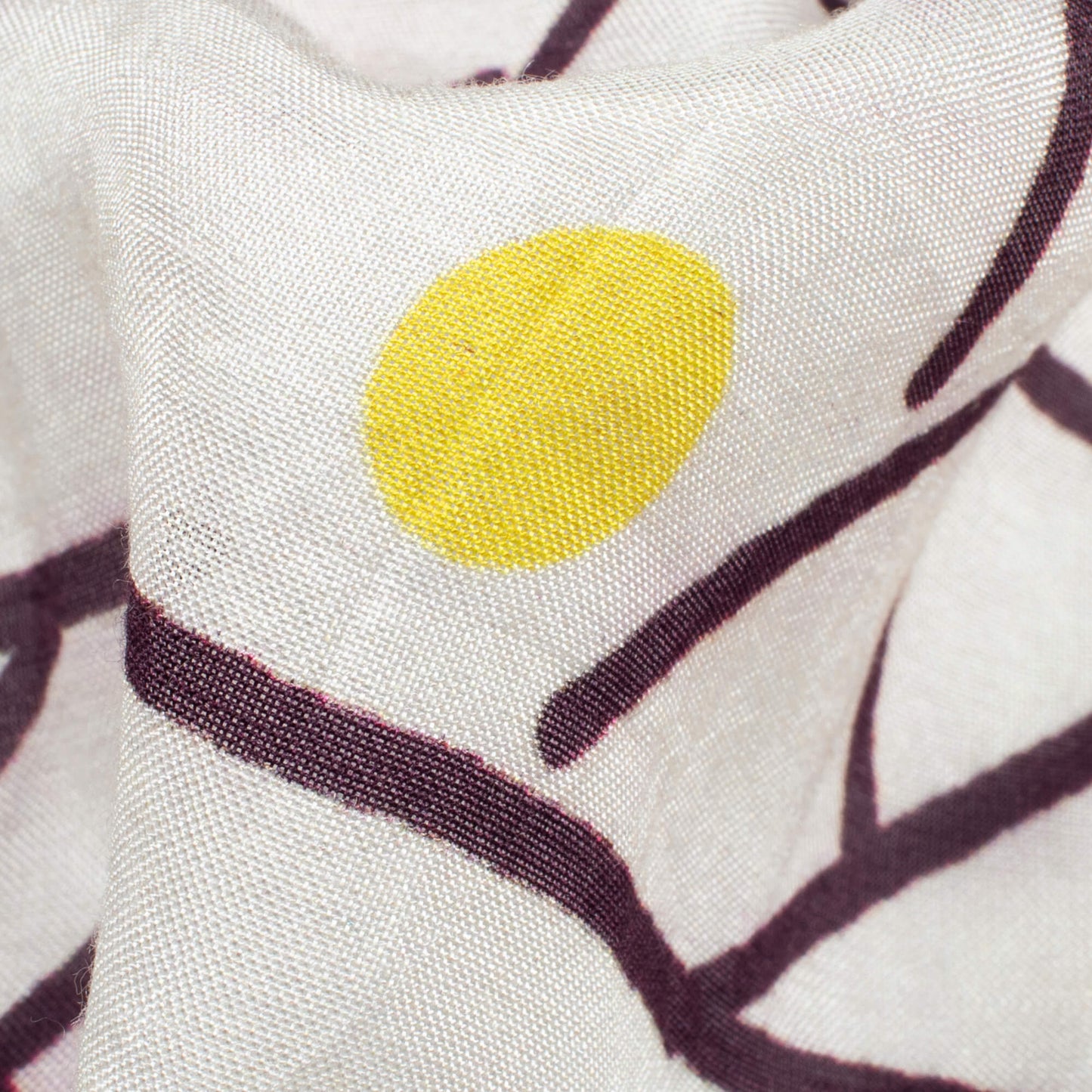 Daisy White And Black Daman Pattern Digital Print Viscose Muslin Fabric