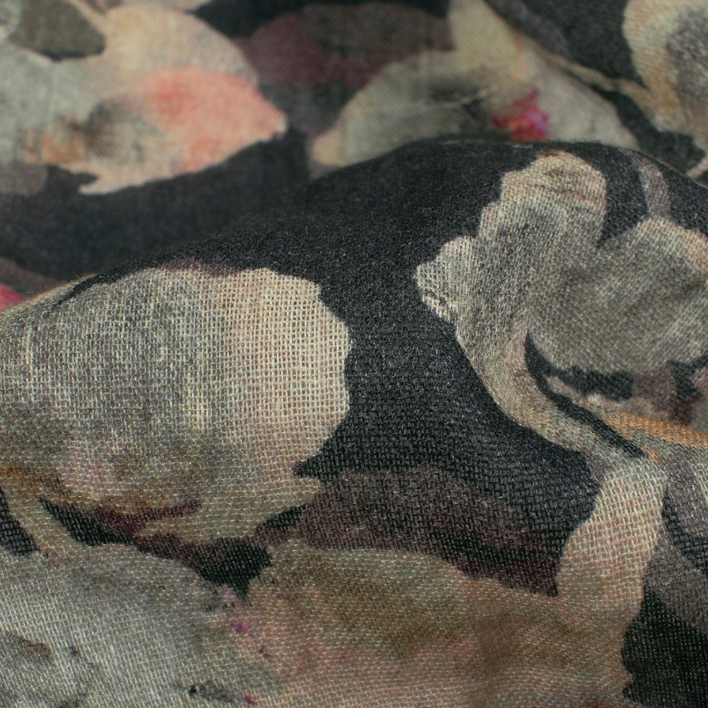 Black And Off White Leaf Pattern Digital Print Pure Cotton Mulmul Fabric