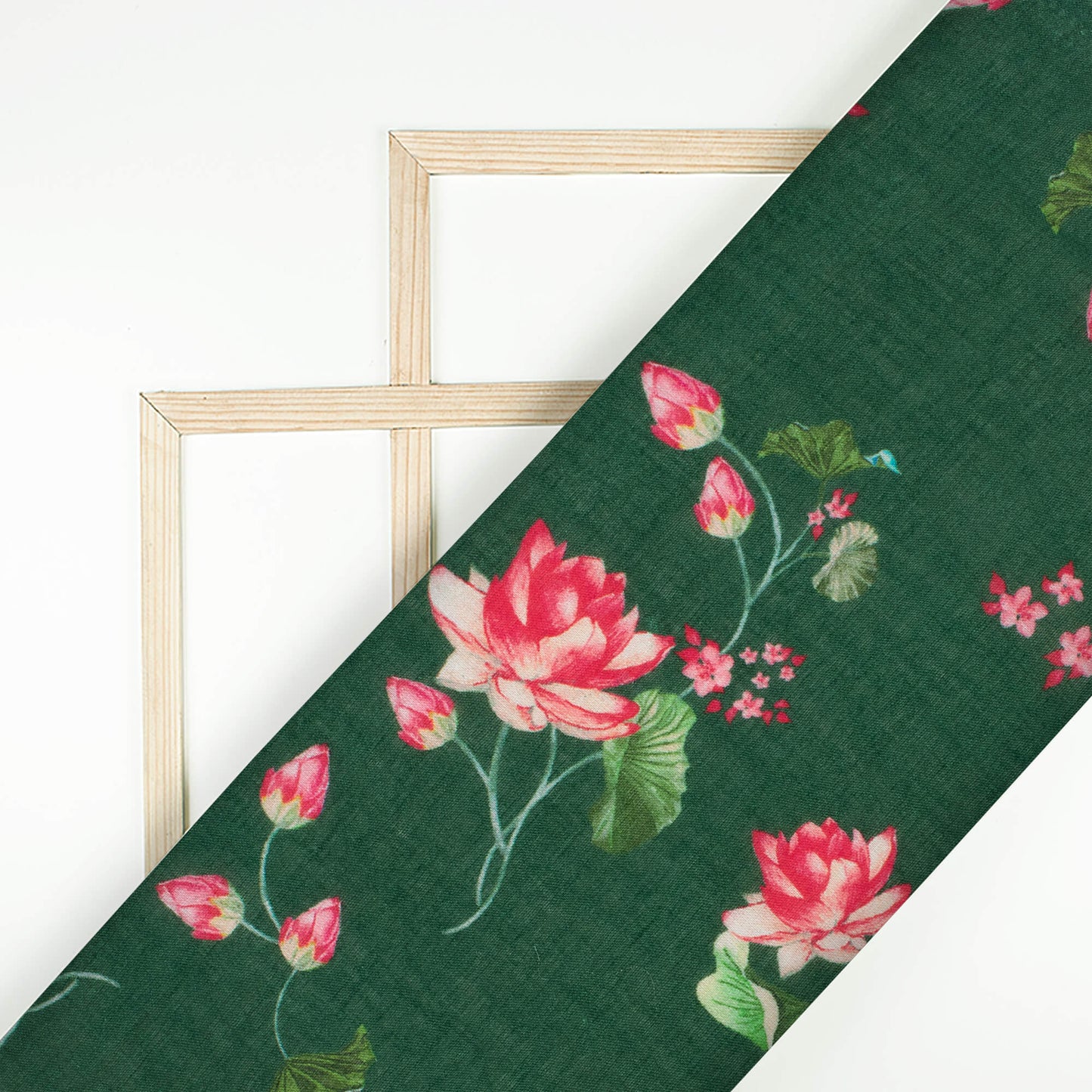 Sacramento Green And Red Floral Pattern Digital Print Pure Cotton Mulmul Fabric