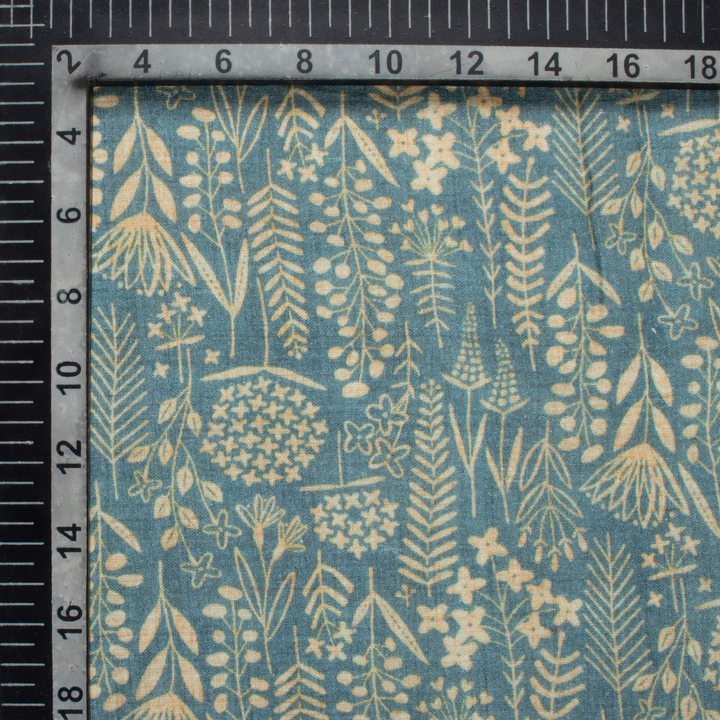 Beyox Blue And Beige Floral Pattern Digital Print Pure Cotton Mulmul Fabric