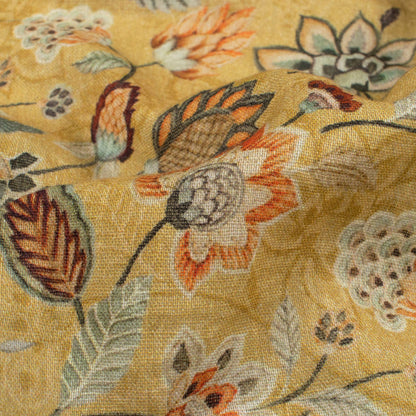 Granola Beige And Black Floral Pattern Digital Print Pure Cotton Mulmul Fabric