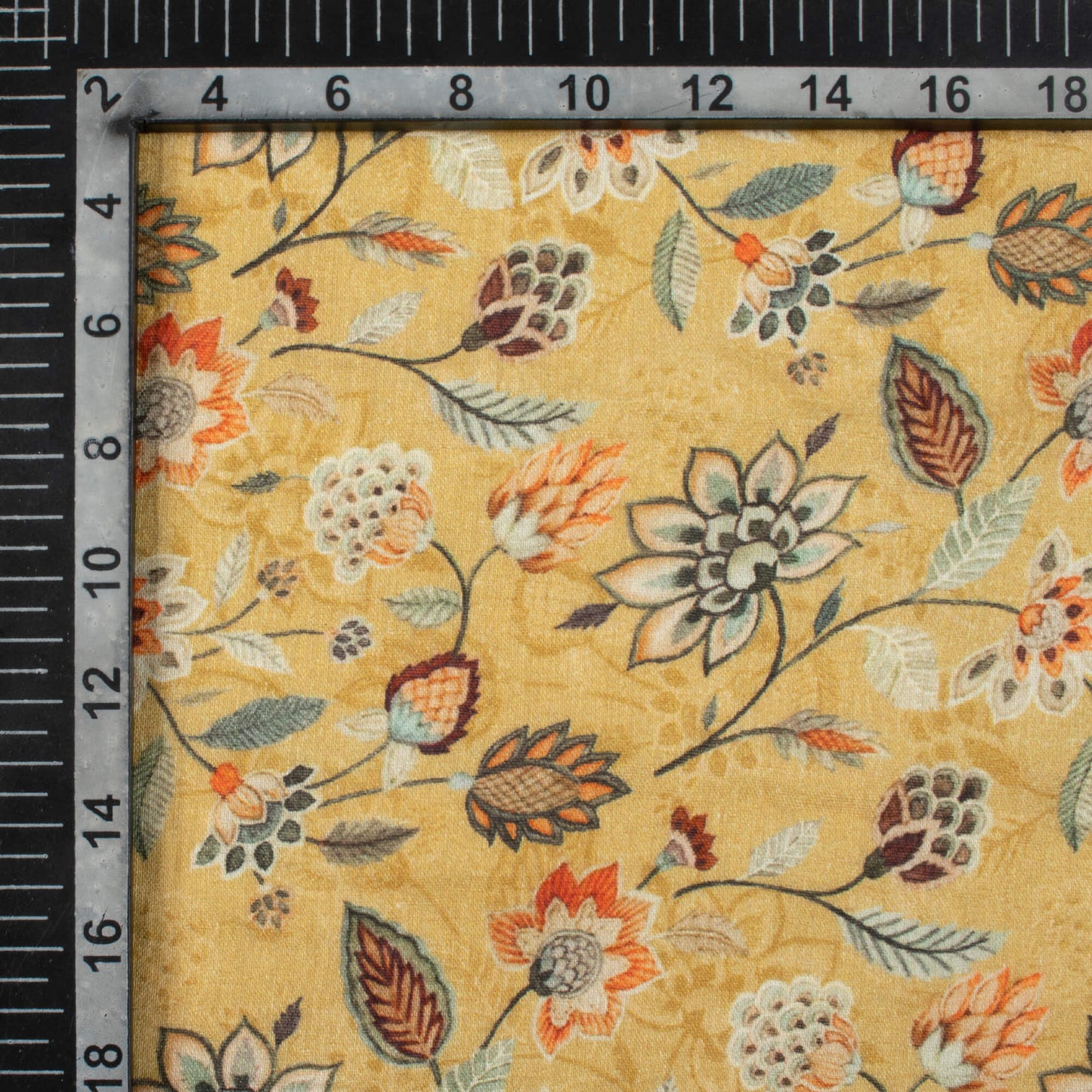 Granola Beige And Black Floral Pattern Digital Print Pure Cotton Mulmul Fabric