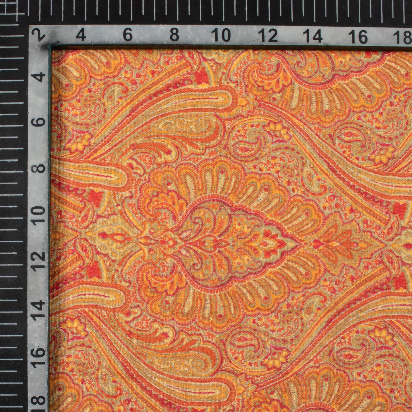 Orange And Red Ethnic Pattern Digital Print Pure Cotton Mulmul Fabric