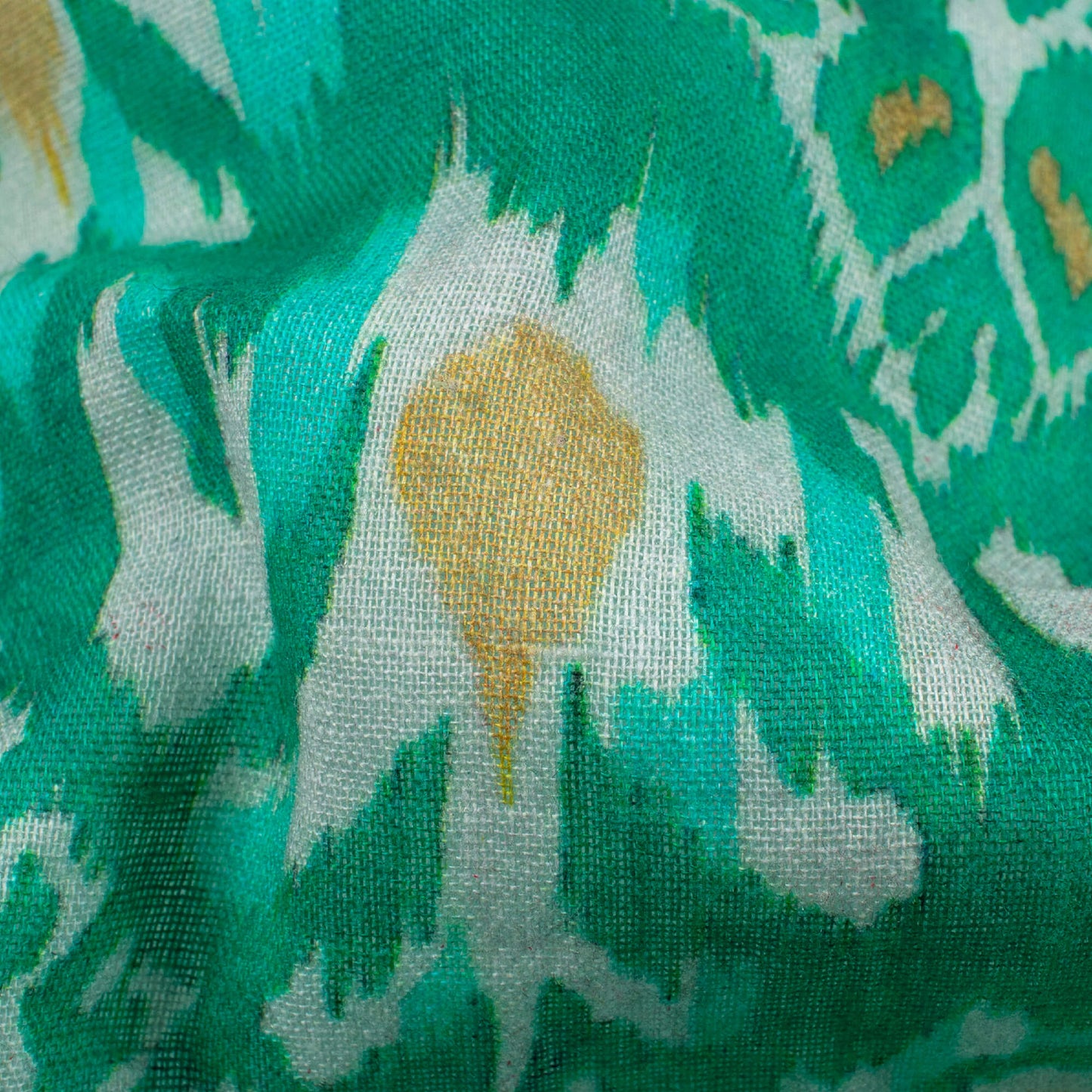 Sea Green And White Chevron Pattern Digital Print Pure Cotton Mulmul Fabric