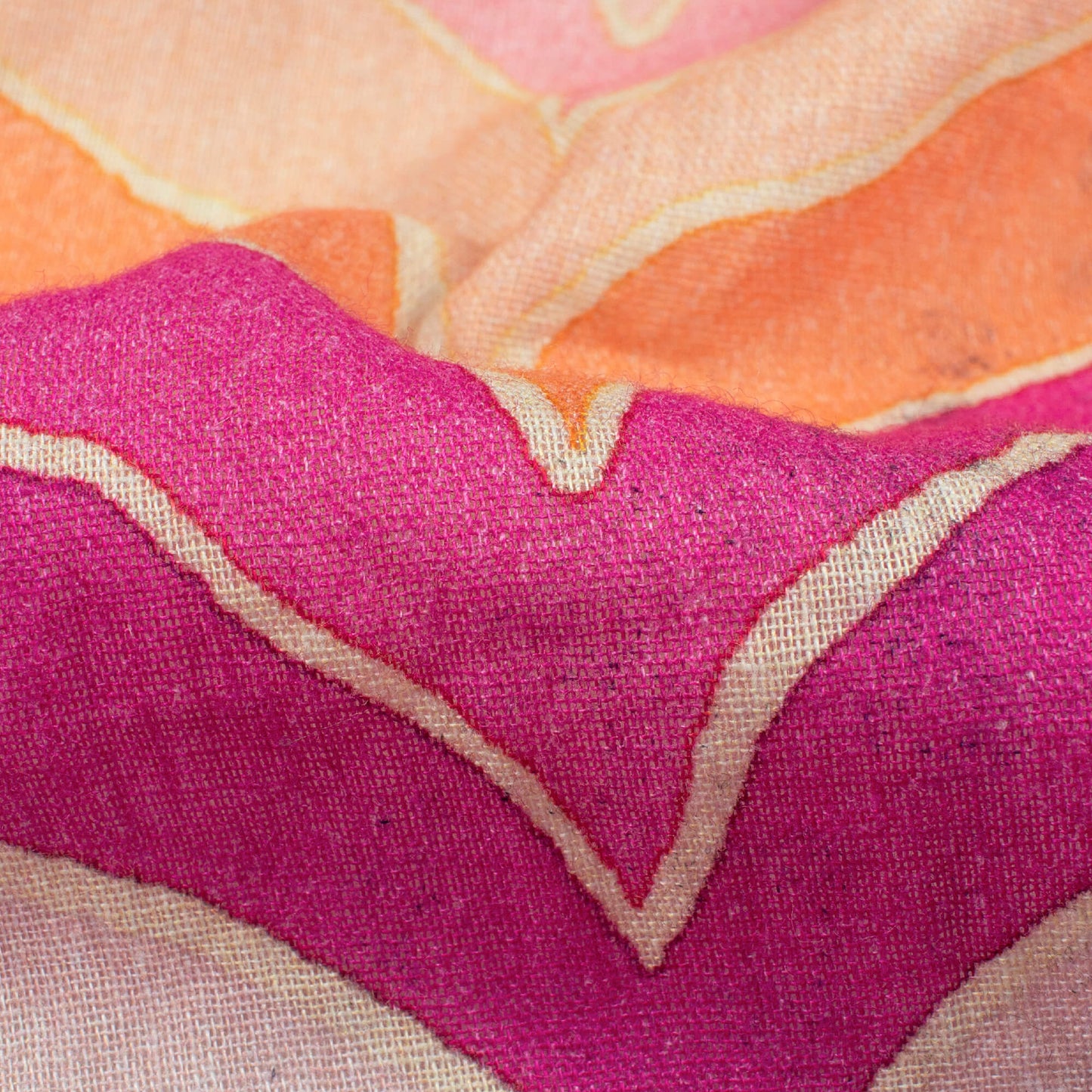 Mulberry Purple And Lace Pink Chevron Pattern Digital Print Pure Cotton Mulmul Fabric