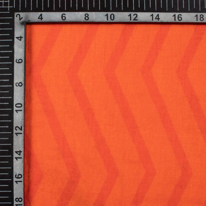 Yam Orange And Red Chevron Pattern Digital Print Pure Cotton Mulmul Fabric
