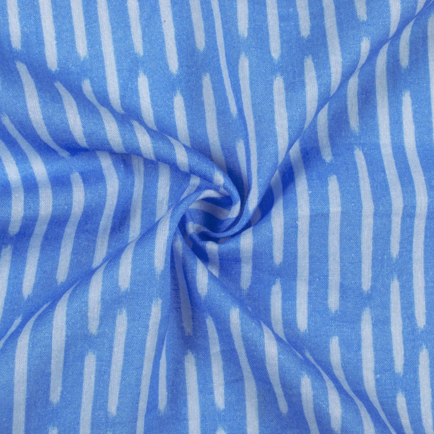 Jordy Blue And White Stripes Pattern Digital Print Pure Cotton Mulmul Fabric
