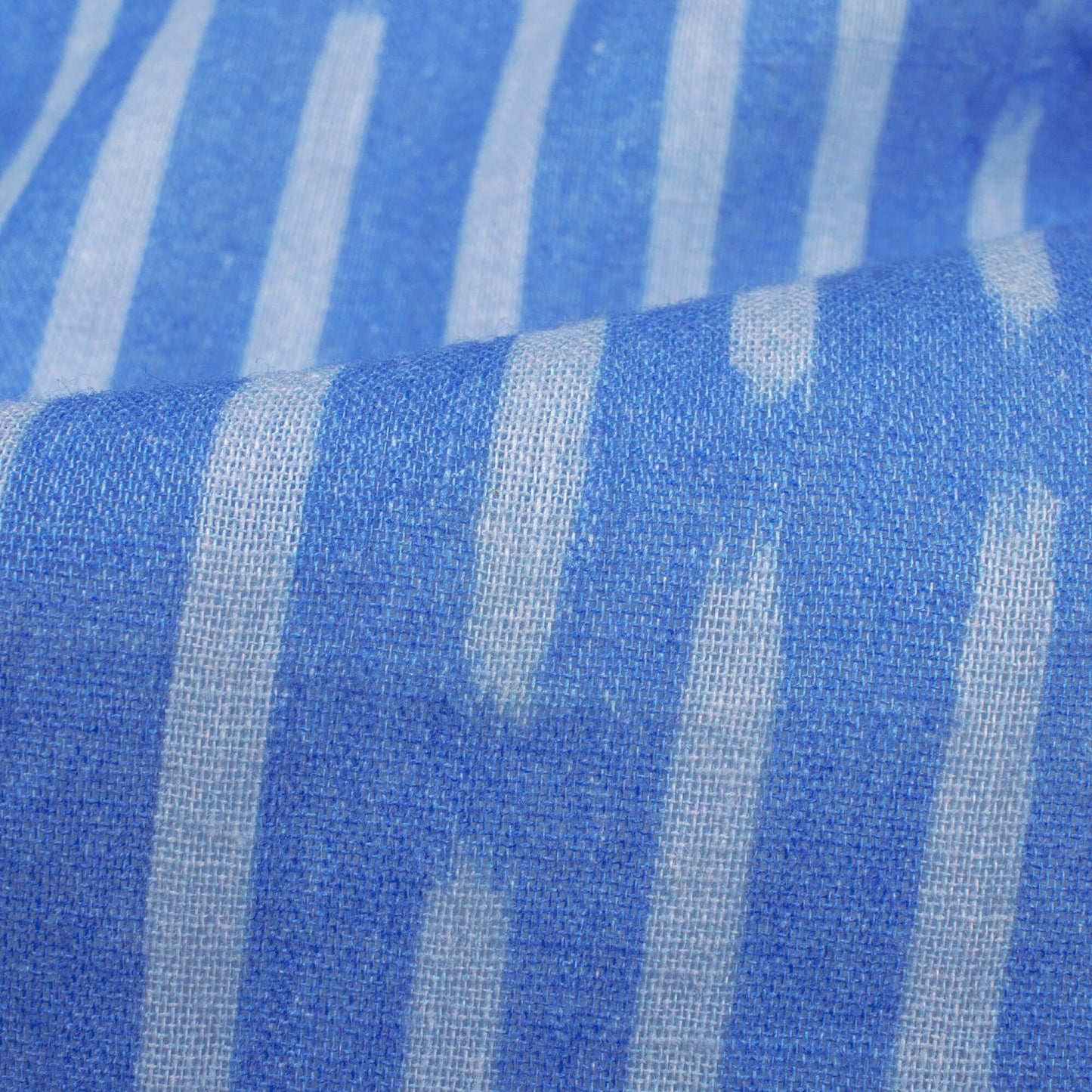 Jordy Blue And White Stripes Pattern Digital Print Pure Cotton Mulmul Fabric