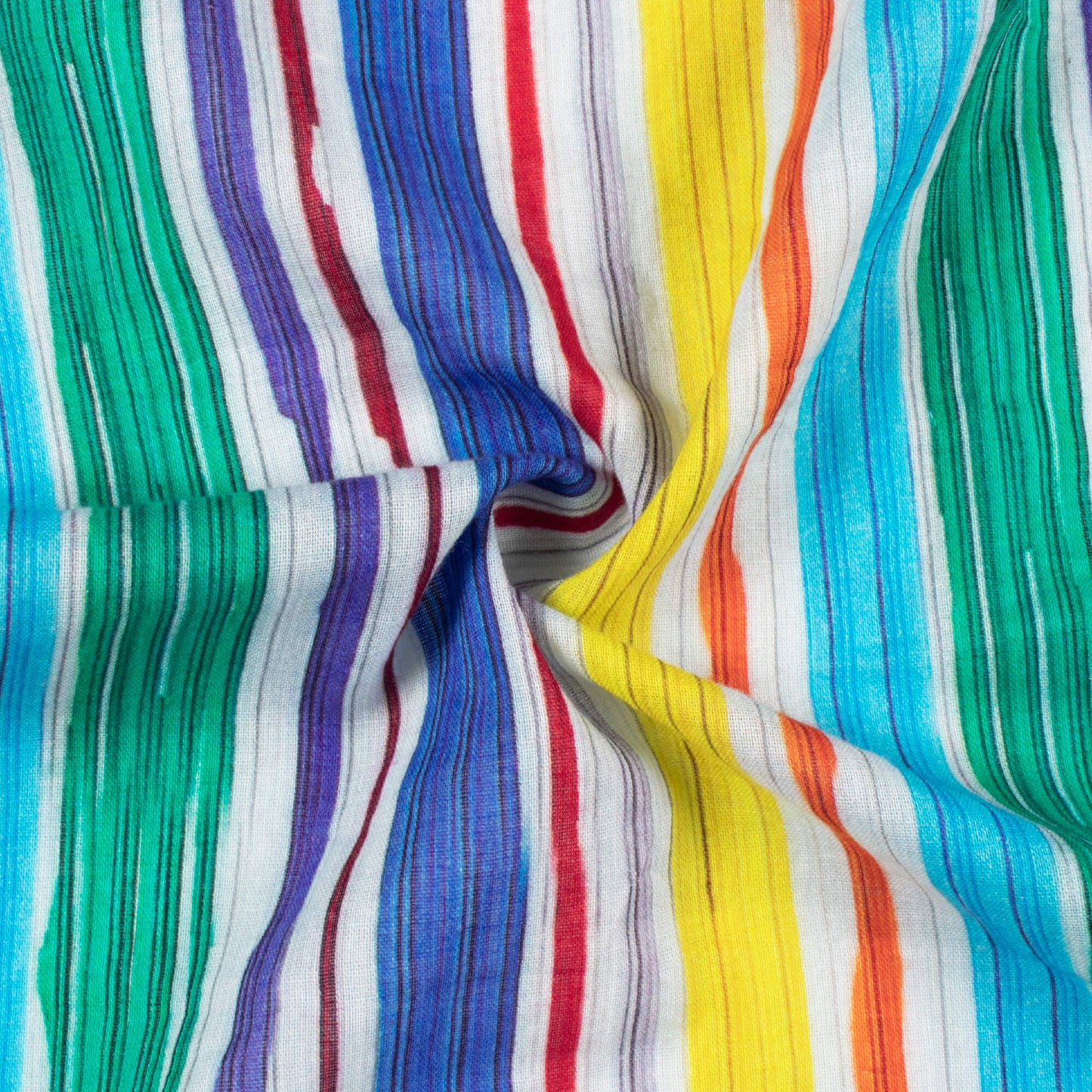 Multi-Color Stripes Pattern Digital Print Pure Cotton Mulmul Fabric