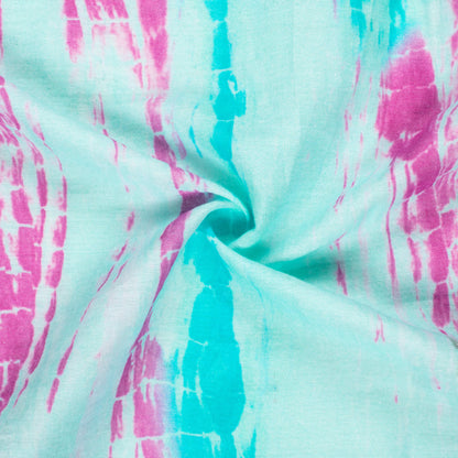 Baby Blue And Mulberry Purple Shiiborii Pattern Digital Print Pure Cotton Mulmul Fabric