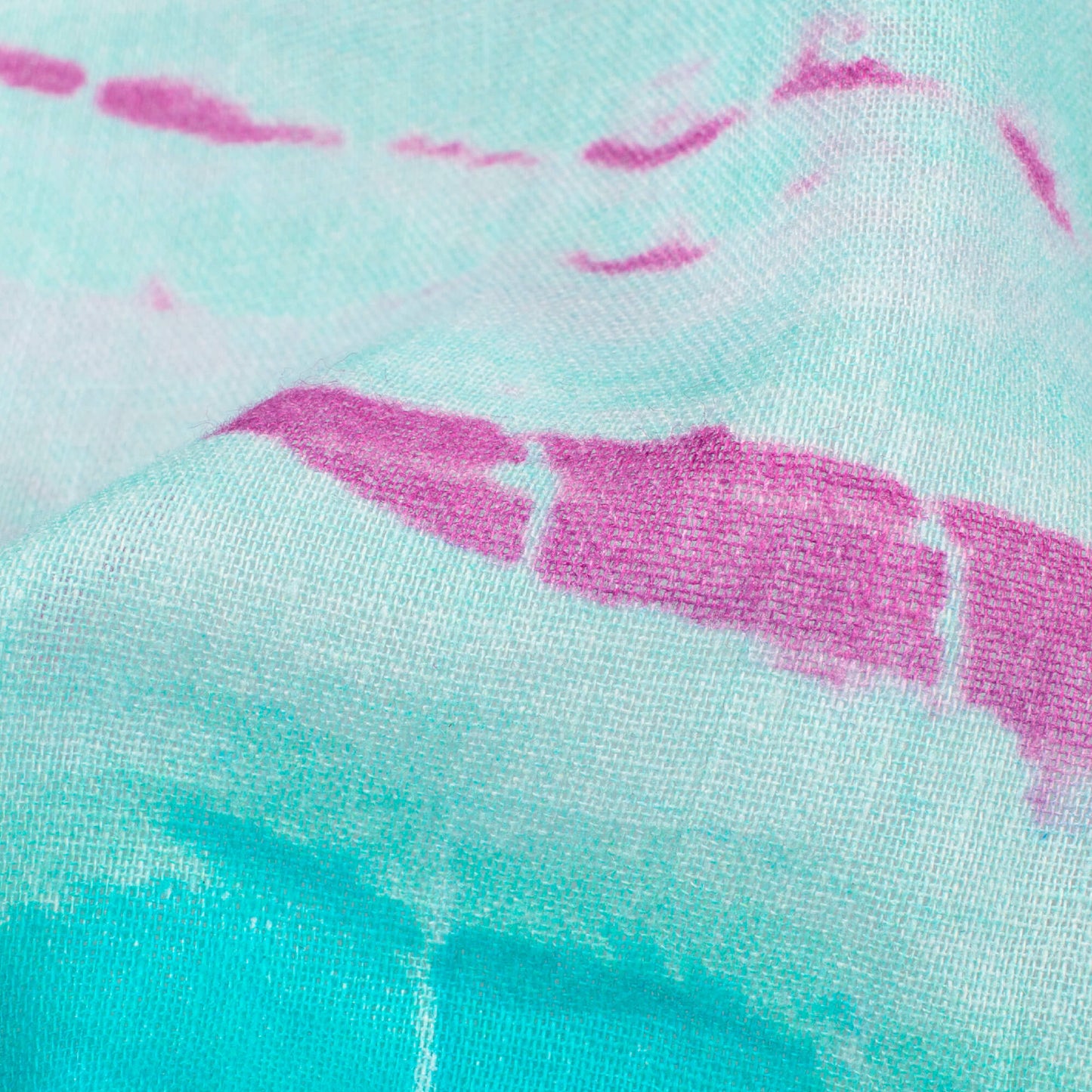 Baby Blue And Mulberry Purple Shibori Pattern Digital Print Pure Cotton Mulmul Fabric