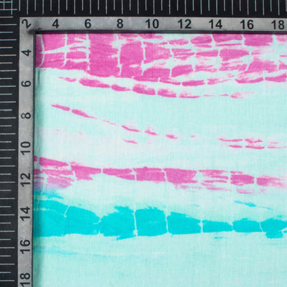 Baby Blue And Mulberry Purple Shiiborii Pattern Digital Print Pure Cotton Mulmul Fabric