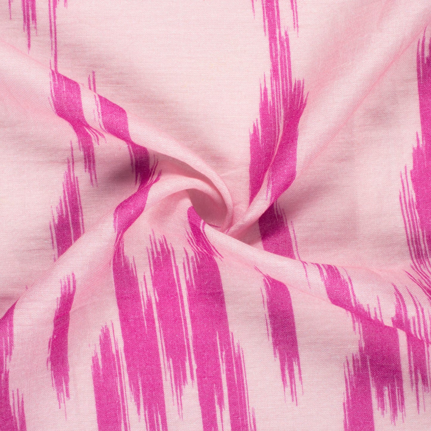 Baby Pink And Mulberry Purple Ikat Pattern Digital Print Pure Cotton Mulmul Fabric