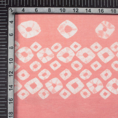 Salmon Peach And White Bandhanii Pattern Digital Print Pure Cotton Mulmul Fabric