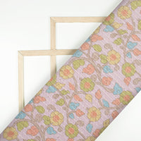 Pastel Pink And Moss Green Kalamkrii Pattern Digital Print Premium Sequins Georgette Fabric