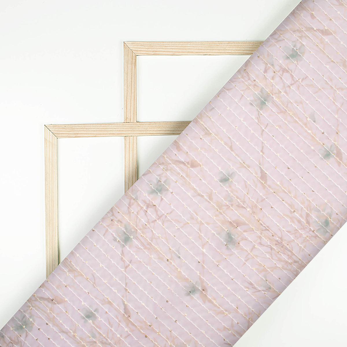 Lemonade Pink And Dolphin Grey Floral Pattern Digital Print Premium Sequins Georgette Fabric